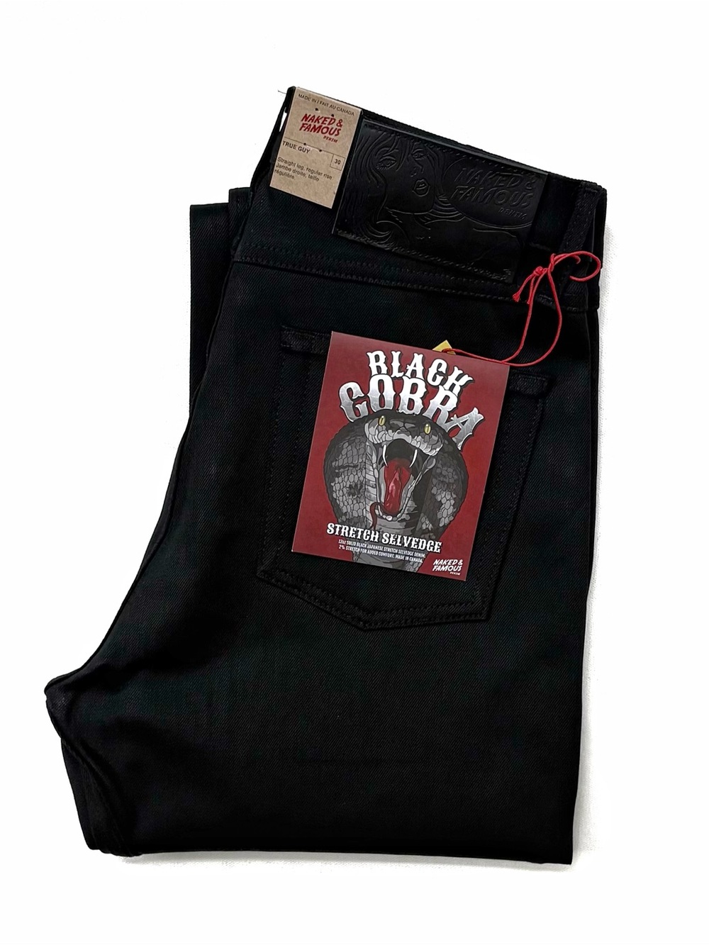 NWT Naked & Famous True Guy Black Cobra Stretch Selvedge Denim